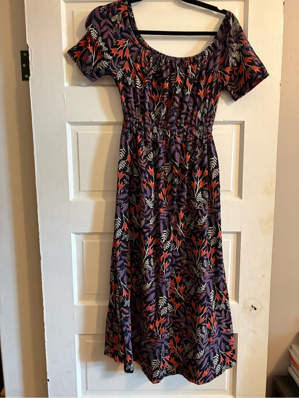 Mata Traders navy and orange floral floral midi XS